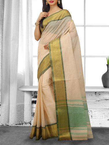 beige cotton tant saree - 15028581 - Very Small Image - 1