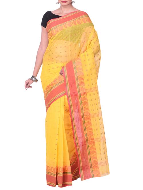 yellow cotton tant saree - 15028583 - Very Small Image - 1