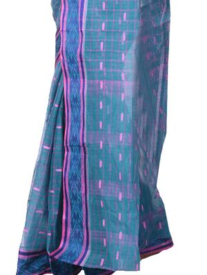 blue cotton tant saree - 15028584 - Standard Image - 2