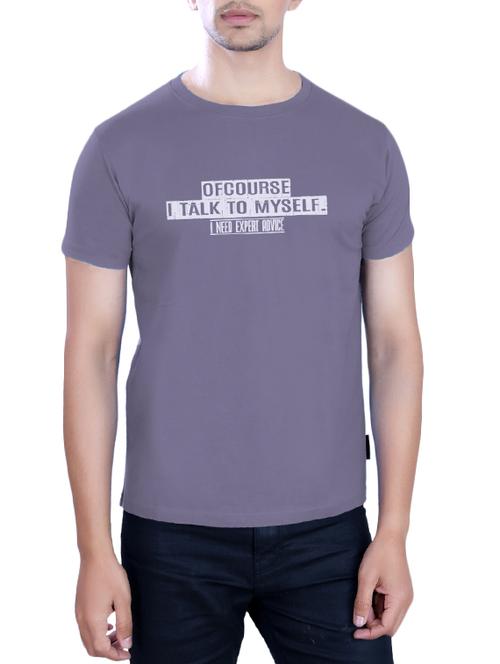purple cotton chest print tshirt - 15028710 - Very Small Image - 1