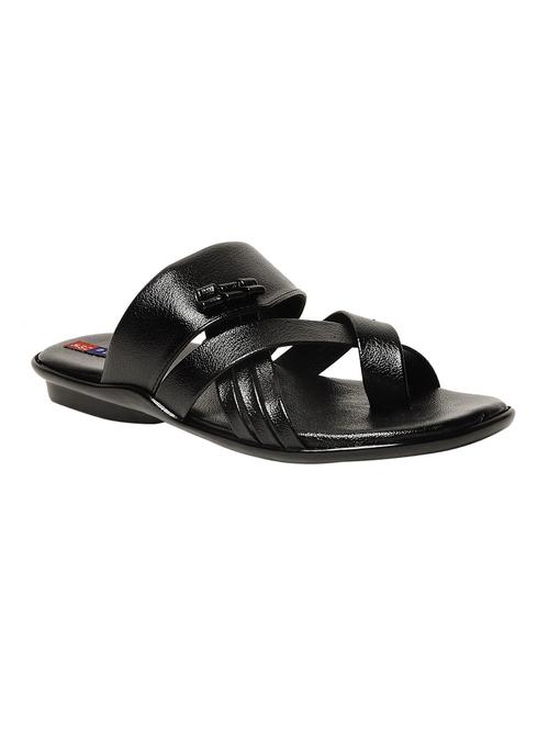 black faux leather slip on slipper - 15028957 - Standard Image - 1