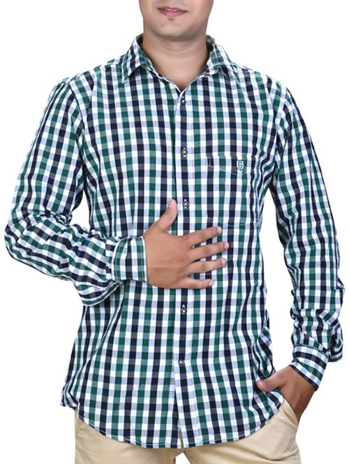 green cotton casual shirt - 15028993 - Standard Image - 1