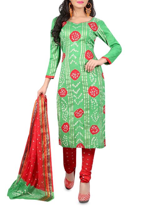 Green churidaar suit unstitched suit - 15029013 - Very Small Image - 1
