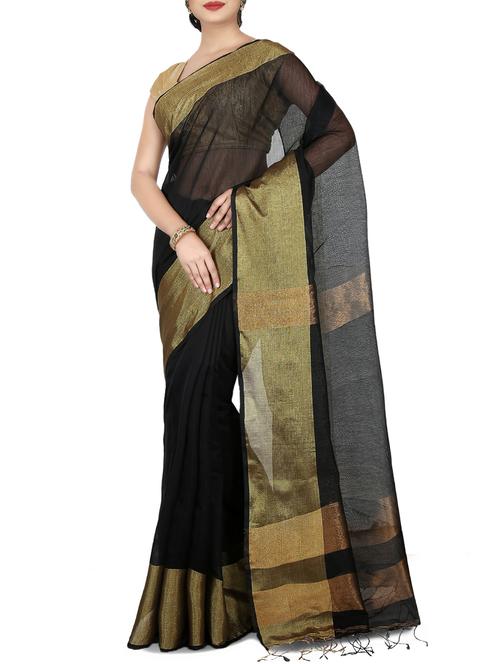 Delicate zari bordered saree with blouse - 15029196 - Standard Image - 1