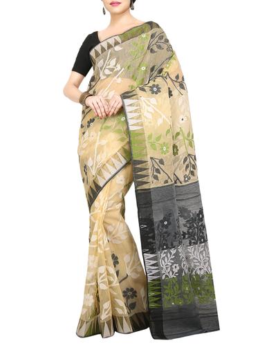 beige cotton silk jamdani saree - 15029202 - Very Small Image - 1