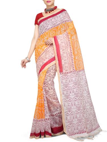 Warli printed handloom saree with blouse - 15029212 - Very Small Image - 1