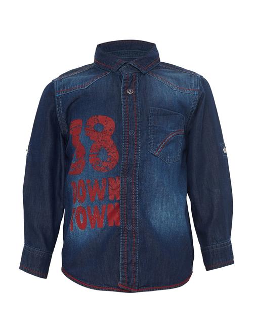 dark blue denim shirt - 15029721 - Standard Image - 1