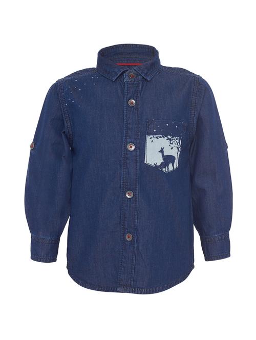 dark blue denim shirt - 15029724 - Standard Image - 1