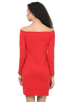 off shoulder knitted sheath dress - 15029740 - Standard Image - 3