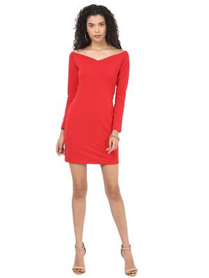 off shoulder knitted sheath dress - 15029740 - Standard Image - 4