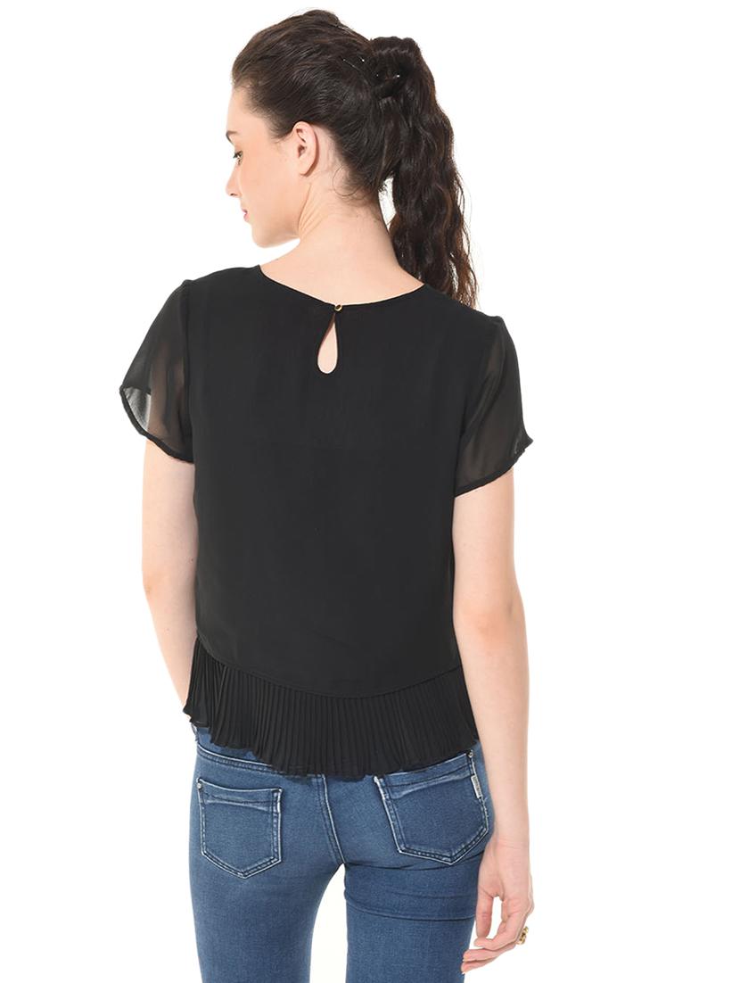 pleated hem keyhole back top - 15029771 - Zoom Image - 3