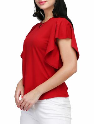 solid red cotton top - 15029785 - Standard Image - 2