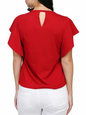 solid red cotton top - 15029785 - Standard Image - 3