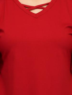 solid red cotton top - 15029785 - Standard Image - 4