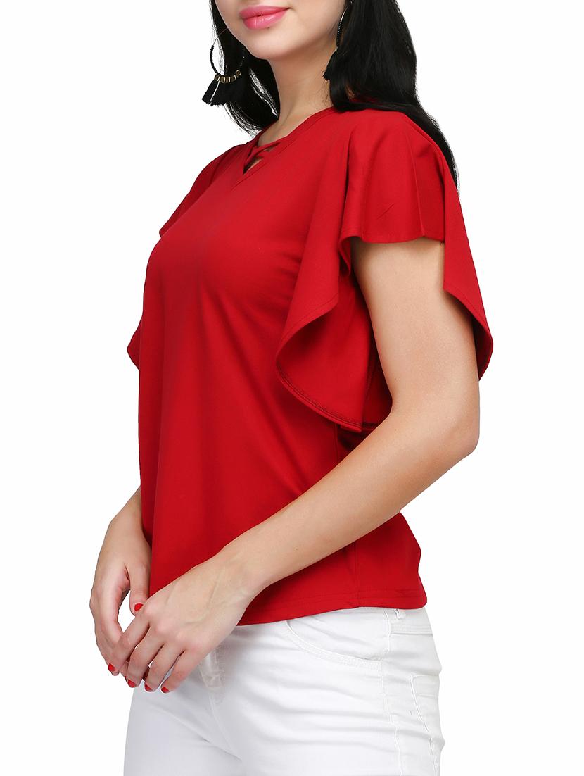 solid red cotton top - 15029785 - Zoom Image - 2