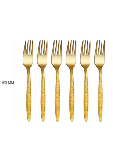 Set of 24 PCS Tesco Leaf Gold Cutlery Set - 15029949 - Very Small Image - 1