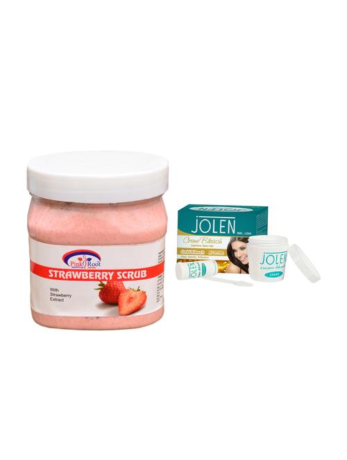 JOLEN Gold Bleach Cr?me 18g and Pink Root Strawberry Scrub 500ml - 15030013 - Standard Image - 1