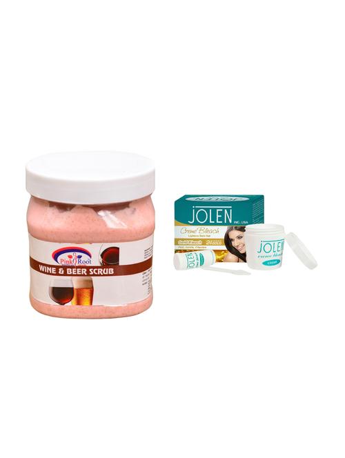 JOLEN Gold Bleach Cr?me 18g and Pink Root Wine & Beer Scrub 500ml - 15030014 - Standard Image - 1