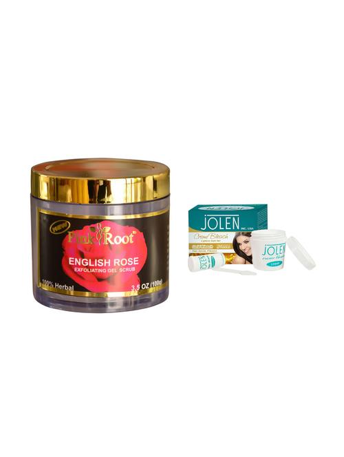 JOLEN Gold Bleach Cr?me 18g and Pink Root English Rose 100gm - 15030023 - Standard Image - 1
