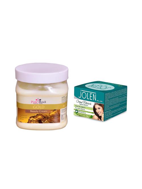 JOLEN Aloe Vera Bleach Cr?me 18g and Pink Root Gold Leaf Gel 500ml - 15030042 - Standard Image - 1