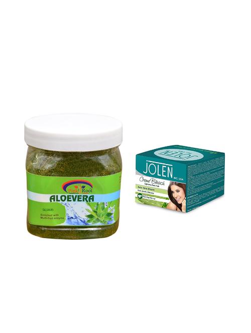 jolen aloe vera bleach crème 18g and pink root aloe vera scrub 500ml - 15030046 - Standard Image - 1