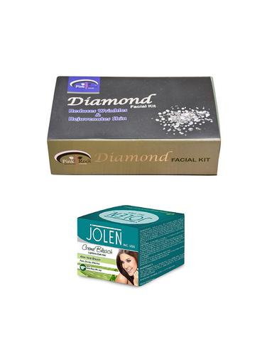 JOLEN Aloe Vera Bleach Crme 18g and Pink Root Diamond Facial Kit 83gm - 15030074 - Very Small Image - 1