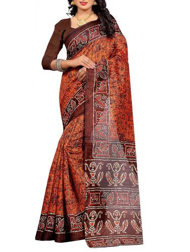 orange art silk bhagalpuri saree with blouse - 15030137 - Very Small Image - 1