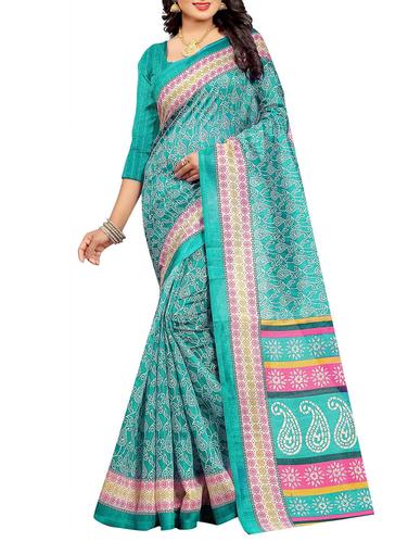 turquoise art silk bhagalpuri saree with blouse - 15030146 - Very Small Image - 1