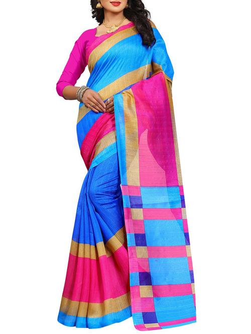 sky blue art silk bhagalpuri saree with blouse - 15030193 - Very Small Image - 1