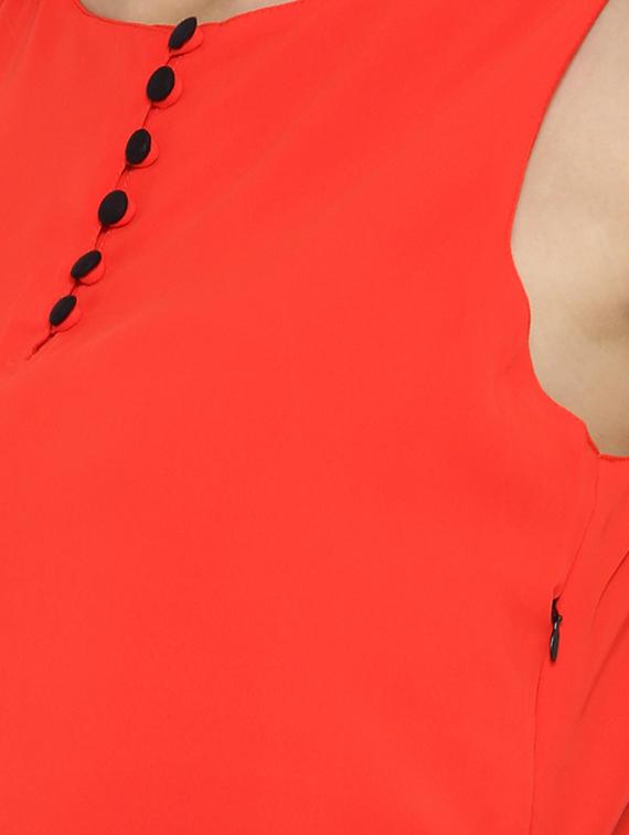 contrast hem button detail asymmetric dress - 15030231 - Zoom Image - 4