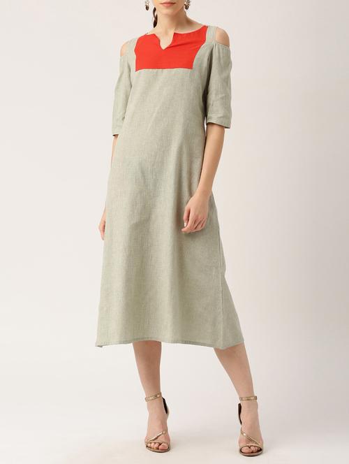 cold shoulder pocket detail a-line dress - 15030232 - Standard Image - 1