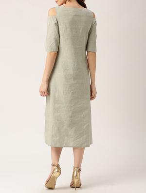 cold shoulder pocket detail a-line dress - 15030232 - Standard Image - 3