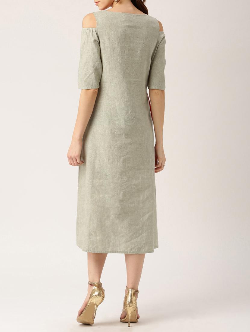 cold shoulder pocket detail a-line dress - 15030232 - Zoom Image - 3