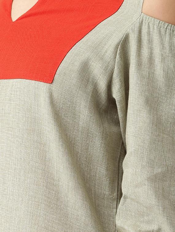 cold shoulder pocket detail a-line dress - 15030232 - Zoom Image - 4
