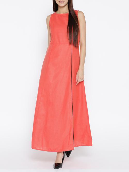 solid pink cotton maxi dress - 15030234 - Standard Image - 1