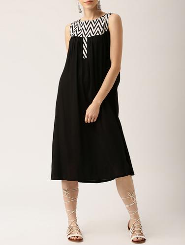 black cotton a-line dress - 15030247 - Very Small Image - 1