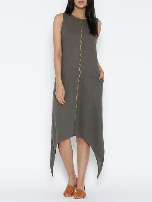 grey cotton asymmetric dress - 15030251 - Standard Image - 1