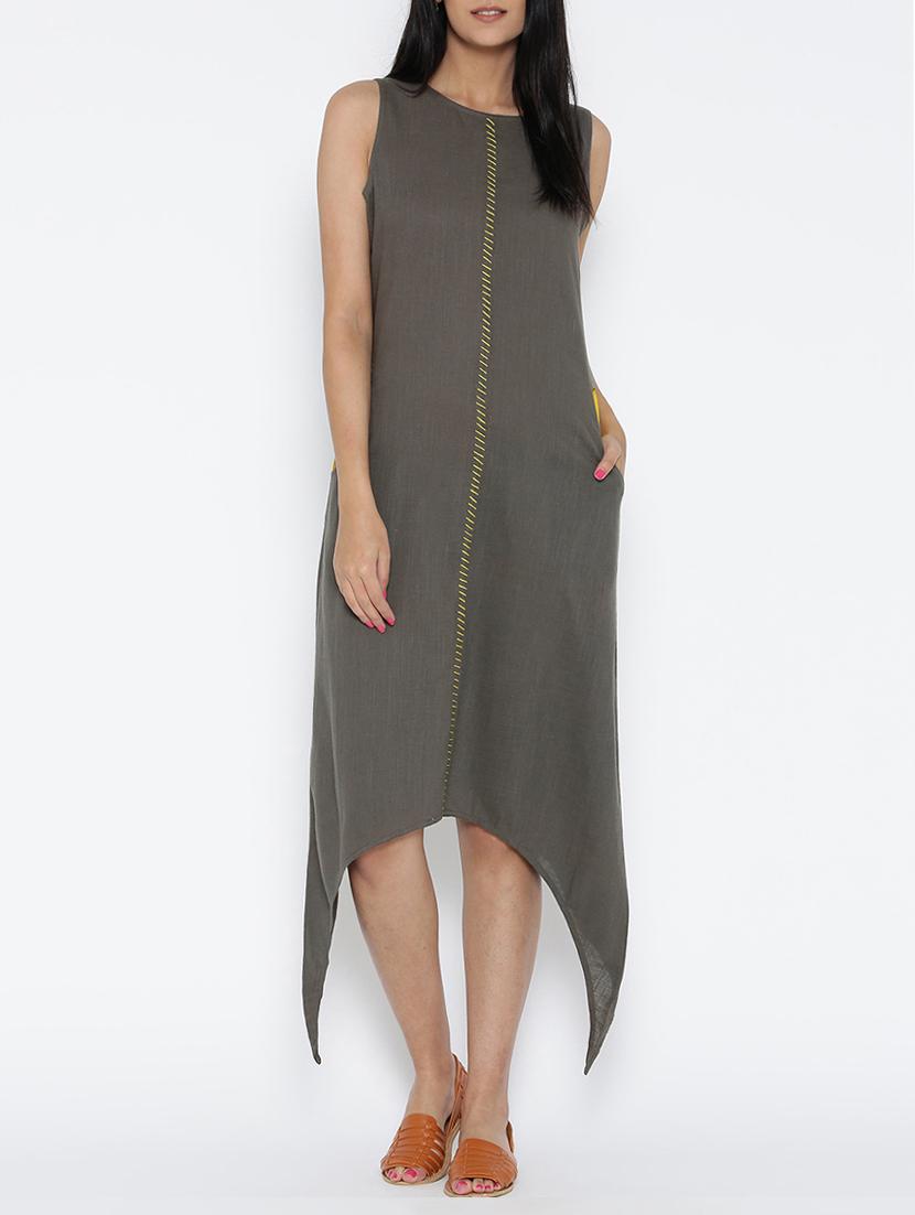 grey cotton asymmetric dress - 15030251 - Zoom Image - 1