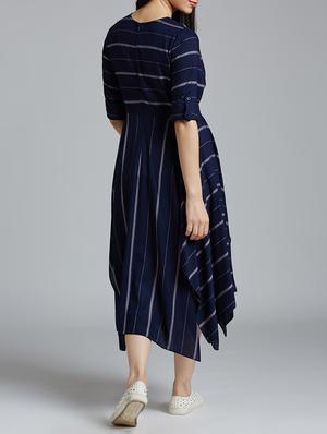 navy blue striped asymmetric dress - 15030265 - Standard Image - 3