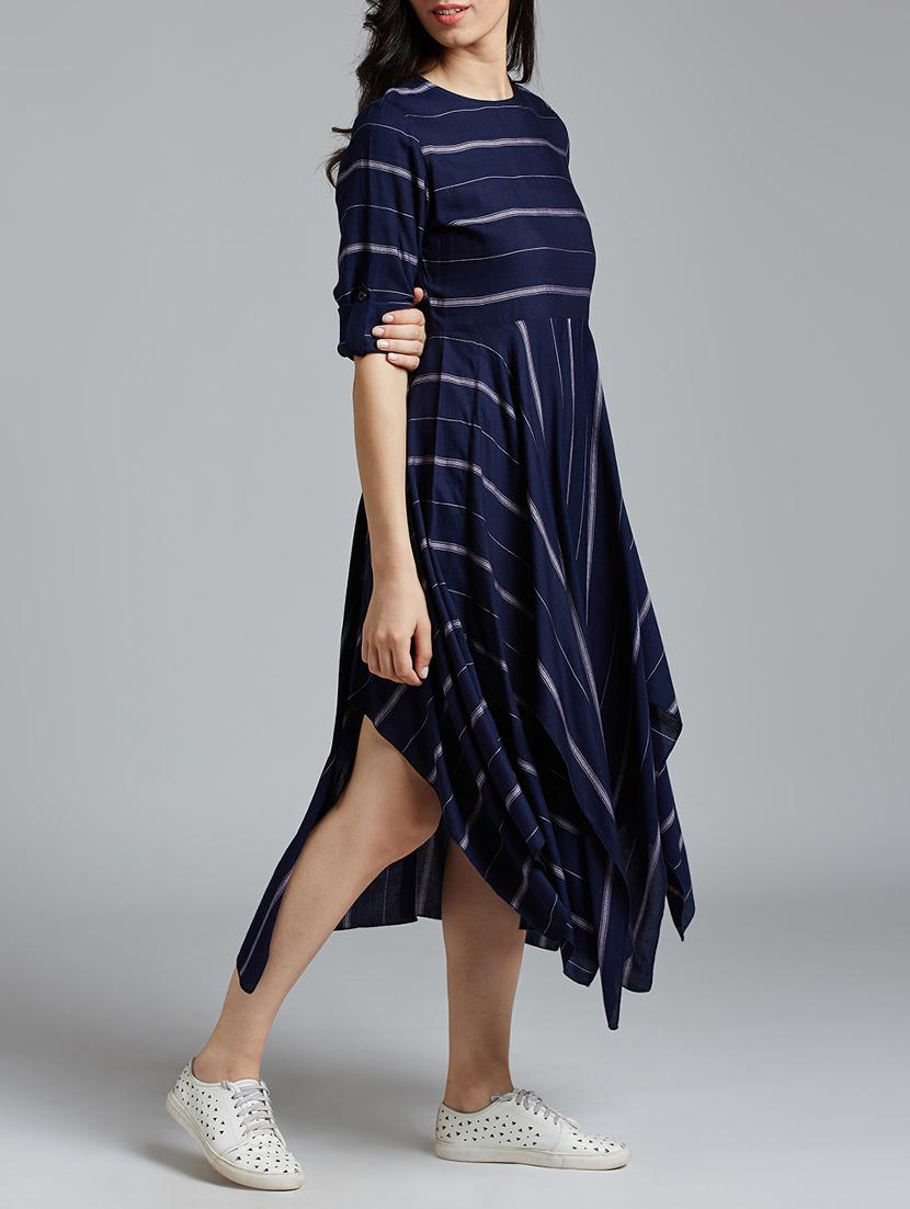 navy blue striped asymmetric dress - 15030265 - Zoom Image - 2
