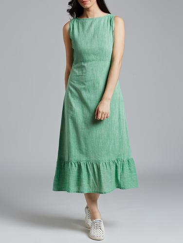 green cotton a-line dress - 15030266 - Very Small Image - 1