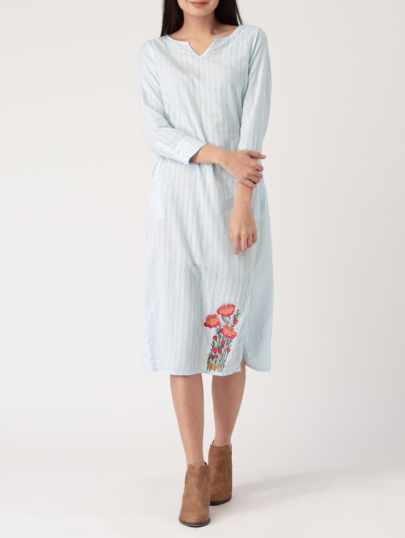 embroider detail striped shift dress 