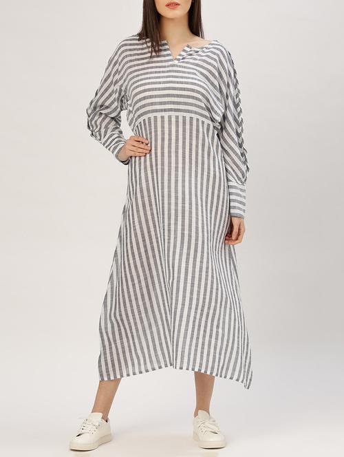 grey striped cotton maxi dress - 15030298 - Standard Image - 1