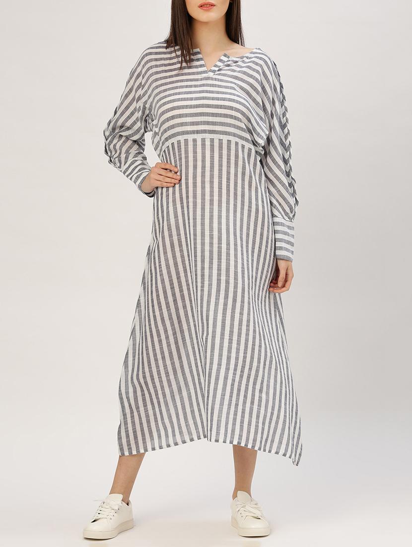 grey striped cotton maxi dress - 15030298 - Zoom Image - 1