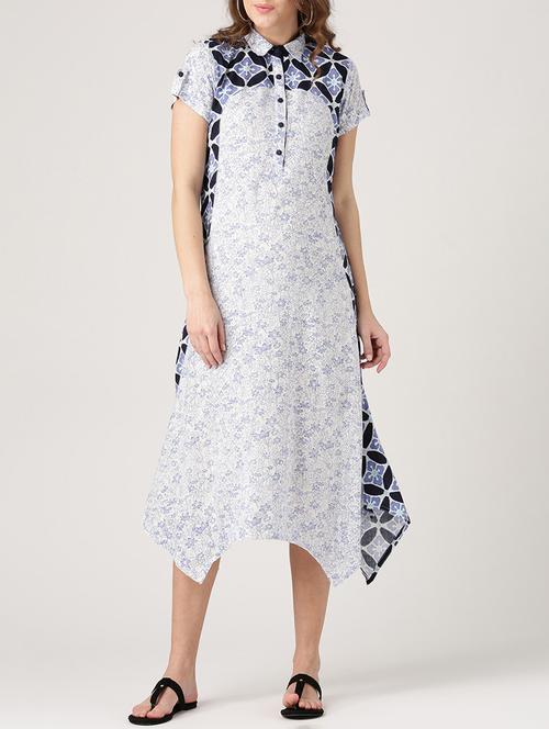 purple printed rayon asymmetric dress - 15030304 - Standard Image - 1