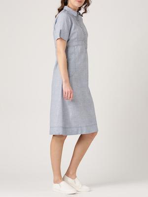button detail shirt collar a-line dress - 15030305 - Standard Image - 2