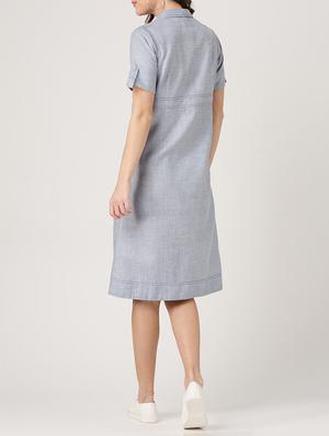 button detail shirt collar a-line dress - 15030305 - Standard Image - 3