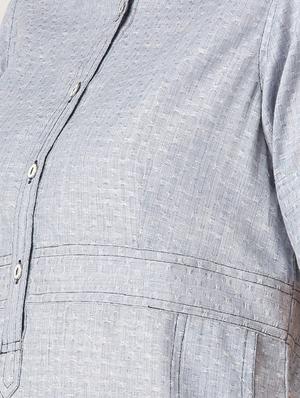 button detail shirt collar a-line dress - 15030305 - Standard Image - 4