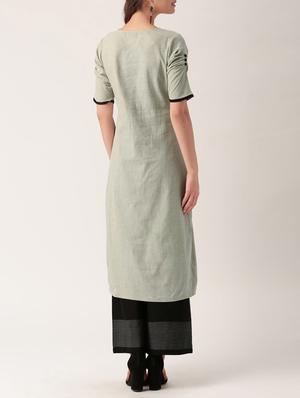 grey cotton straight kurta - 15030360 - Standard Image - 3