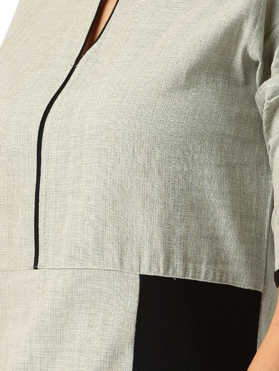 grey cotton straight kurta - 15030360 - Zoom Image - 4